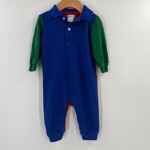 Ralph Lauren Baby Boy 9 Months Colorblock Long Sleeve Bodysuit